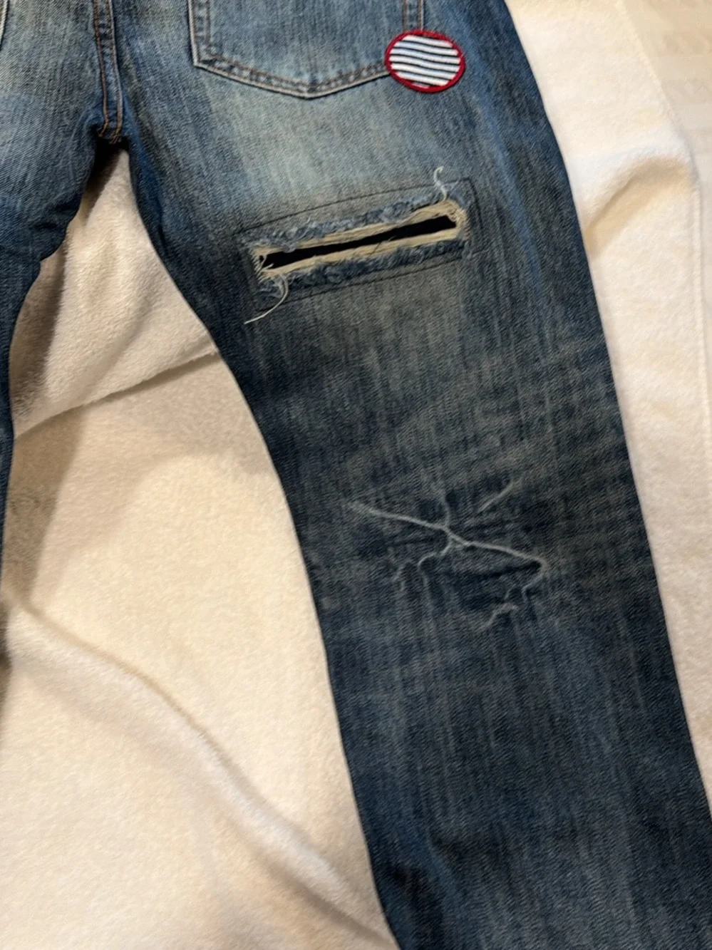 Mostly Heard Barley SeenDistressed Patch Blue Men’s Jeans